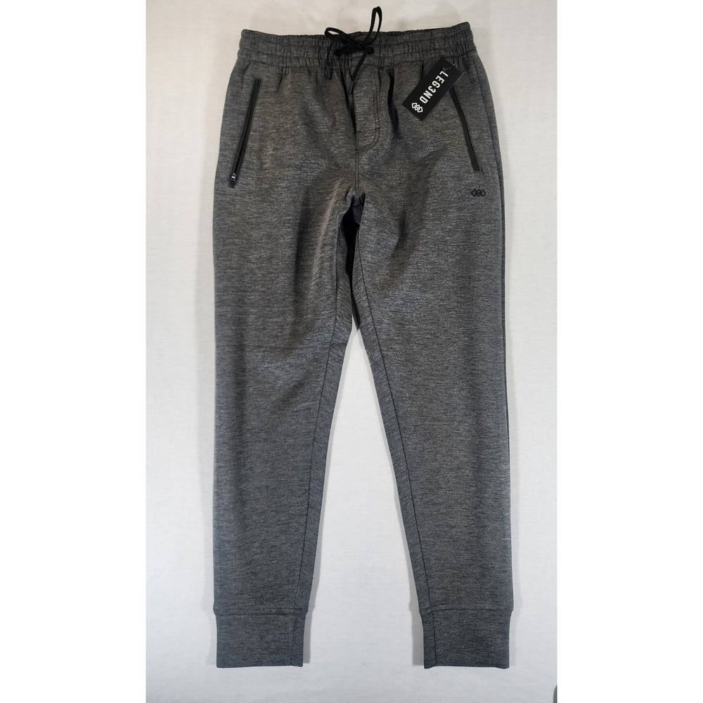 LEG3ND Jogger Mens M Black Heat Gray Performance Stretch Zipper Pockets Legend